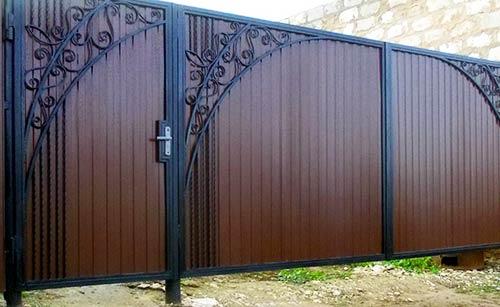 Металлические ворота с калиткой Металлические ворота с калиткой